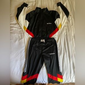 Brand new adidas tracksuit L, black, white, yellow and red. Vintage style.